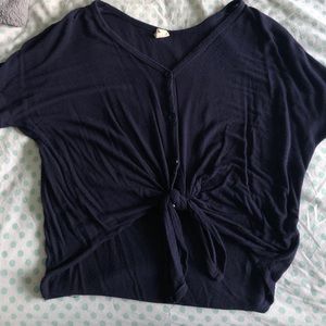cropped tie navy shirt